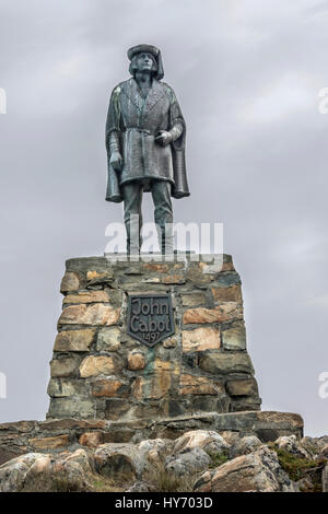 Statue von John Cabot (Giovanni Caboto), Mai, 19497, Landfall, Cape Bonavista, Neufundland Stockfoto