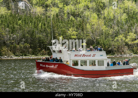 Western Brook II Ausflugsboot, Bon-Ton-Touren, Western Brook Pond, Gros Morne National Park, Neufundland Stockfoto