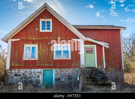 Haus am alten Bauernhof der südlichen Provinz Blekinge in Schweden, in der Nähe von Kyrkhult. Stockfoto
