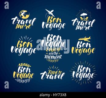Reisen, Beschriftungssatz. Reise, Urlaub-Icons oder Symbole. Schriftzüge, Kalligraphie Vektor-illustration Stock Vektor