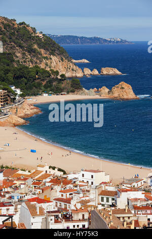 Tossa de Mar Resort Costa Brava in Spanien, Blick über die Stadt, Strand, Meer und Küste Stockfoto