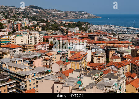 Stadt und Hafen Blick Sanremo, Italien Stockfoto