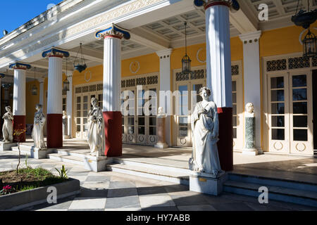 Achilleion Palast in Korfu, Griechenland, von Kaiserin von Österreich Elisabeth von Bayern, genannt Sisi. Stockfoto