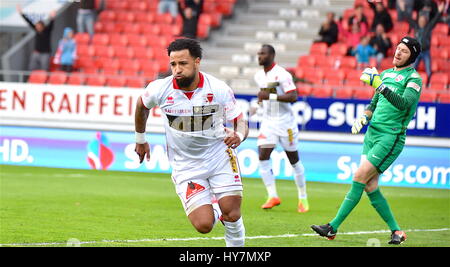 Sion, Schweiz. 1. April 2017. Raiffeisen Super Liga, FC Sion - FC Thun, Carlitos (FC Sion) für 1-0 FC Sion Foto: Cronos/Frederic Dubuis/Alamy Live News Stockfoto