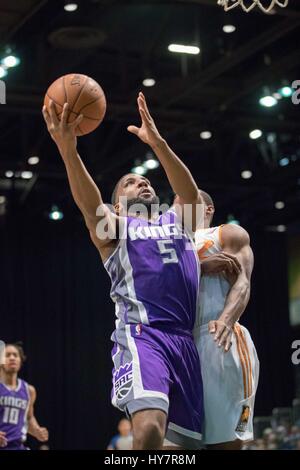 Reno, Nevada, USA. 1. April 2017. Reno Bighorn Guard PE'SHON HOWARD (5) schießt einen Lay während der NBA D-League Basketball-Spiel zwischen Reno Dickhornschafe und die Northern Arizona Sonnen im Reno Events Center in Reno, Nevada. Bildnachweis: Jeff Mulvihill/ZUMA Draht/Alamy Live-Nachrichten Stockfoto