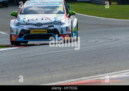 Fawkham, Longfield, UK. 2. April 2017. BTCC Rennfahrer Tom Ingram und Speedworks Motorsport Laufwerke während der Runde 1 der Dunlop MSA British Touring Car Championship in Brands Hatch Indy (Foto: Gergo Toth / Alamy Live News) Stockfoto