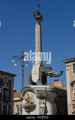 Elefanten Brunnen, Piazza Duomo, Catania, Sizilien, Italien, Elefantenbrunnen, Sizilien, Italien Stockfoto