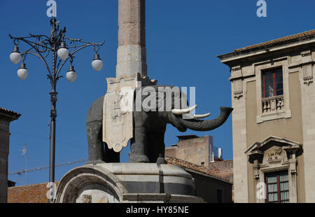 Elefanten Brunnen, Piazza Duomo, Catania, Sizilien, Italien, Elefantenbrunnen, Sizilien, Italien Stockfoto