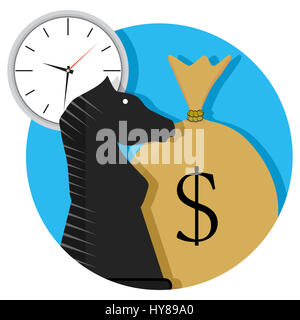 Zeit und Geld. Kreativität finanzielle Wirtschaftsstrategie. Vektor-illustration Stockfoto