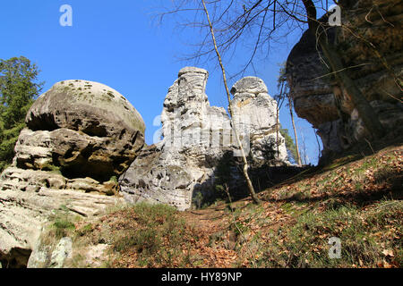 Felsformationen im Böhmischen Paradies Geopark Stockfoto