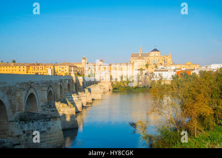 Fluss Guadalquivir und Blick auf die Stadt. Córdoba, Spanien. Stockfoto