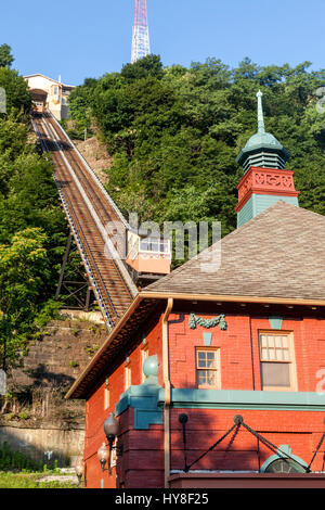 Pittsburgh, Pennsylvania. Monongahela Incline Standseilbahn, 1870 erbaut. Stockfoto