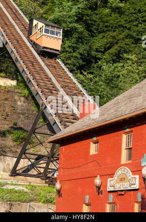 Pittsburgh, Pennsylvania. Monongahela Incline Standseilbahn, 1870 erbaut. Stockfoto