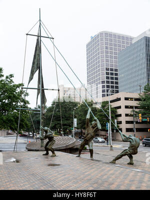 Richmond, Virginia.  Denkmal für die Bateaumen so. 9. St. und Ost Cary. Stockfoto