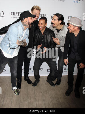 Backstreet Boys host "Larger Than Life" Afterparty im Chateau Nightclub & Dach innen Paris Hotel & Casino Featuring: McLean, Nick Carter, Howie Dorough, Kevin Richardson, Brian Littrell, Backstreet Boys wo: Las Vegas, Nevada, USA W Stockfoto