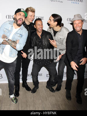 Backstreet Boys host "Larger Than Life" Afterparty im Chateau Nightclub & Dach innen Paris Hotel & Casino Featuring: McLean, Nick Carter, Howie Dorough, Kevin Richardson, Brian Littrell, Backstreet Boys wo: Las Vegas, Nevada, USA W Stockfoto