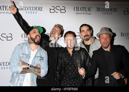 Backstreet Boys host "Larger Than Life" Afterparty im Chateau Nightclub & Dach innen Paris Hotel & Casino Featuring: McLean, Nick Carter, Howie Dorough, Kevin Richardson, Brian Littrell, Backstreet Boys wo: Las Vegas, Nevada, USA W Stockfoto