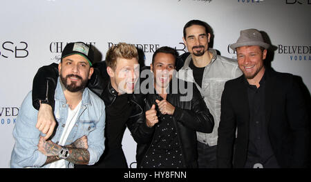 Backstreet Boys host "Larger Than Life" Afterparty im Chateau Nightclub & Dach innen Paris Hotel & Casino Featuring: McLean, Nick Carter, Howie Dorough, Kevin Richardson, Brian Littrell, Backstreet Boys wo: Las Vegas, Nevada, USA W Stockfoto