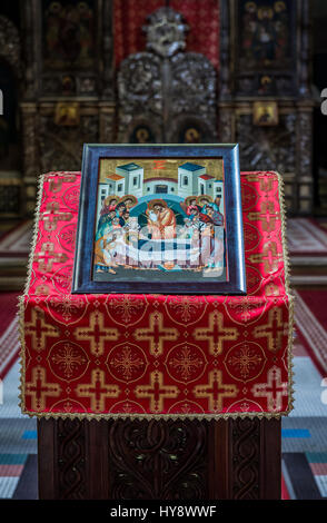 Symbol im rumänischen orthodoxen Kathedrale des Dormition des Theotokos in Cluj-Napoca, zweitgrößte Stadt in Rumänien Stockfoto