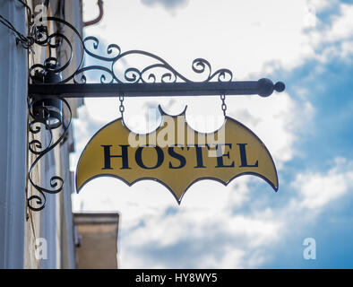 Zeichen von Siebenbürgen Hostel auf Iuliu Maniu Straße in Cluj-Napoca, zweitgrößte Stadt in Rumänien Stockfoto