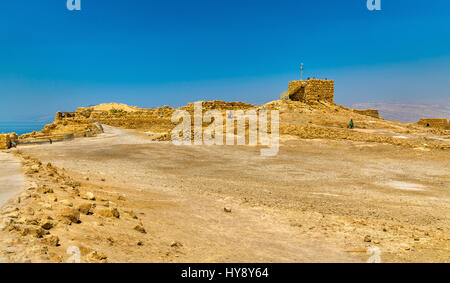 Blick auf die Ruinen der Festung Masada - Wüste Juda, Israel Stockfoto