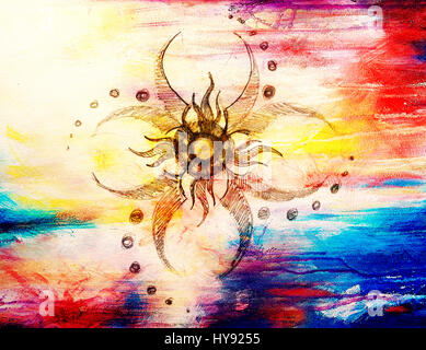 Ornamentale Mandala. Original Hand zeichnen und Computer-Collage. Stockfoto