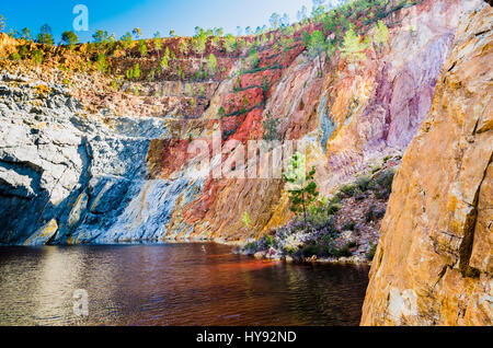 Peña del Hierro Mine, geöffneten als touristische Attraktion. Rio Tinto Abbaugebiet. Minas de Riotinto, Huelva, Andalusien, Spanien, Europa Stockfoto