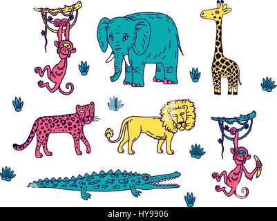 Eine Sammlung von afrikanischen Tieren. Stock Vektor