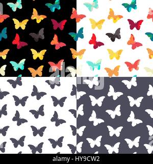 Schmetterling einfach Musterdesign Hintergrund Set Vector Illustra Stock Vektor