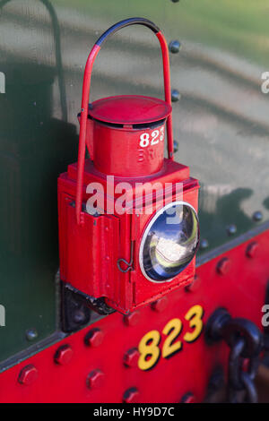 Die Lokomotive Lampe auf Gräfin Welshpool Bahnhof auf der Welshpool and Llanfair Light Railway Stockfoto