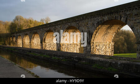 Chirk Kanal Aquädukt und Eisenbahn-Viadukt Stockfoto