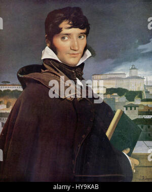 Jean Auguste Dominique Ingres war ein bekannter französischer neoklassischer Maler. Dieses Werk, ein klassisches Beispiel für seinen Stil, zeigt seine Expertise in Porträts und historischen Motiven und verbindet oft Präzision mit idealisierten Formen. Stockfoto