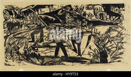 Ernst Ludwig Kirchner war ein deutscher expressionistischer Maler, der für seine Beiträge zur Brücke-Bewegung bekannt war. „Heuer“ kann sich auf ein bestimmtes Stück oder Werk beziehen, aber es ist ein weiterer Kontext erforderlich, um die Details dieser Arbeit zu bestätigen. Stockfoto