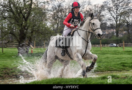 Stanford, UK. 2. April 2017. Schöner Tag für Jung und alt während eines Tages treffen, die Hunter Routen statt in das Gelände eines Englands älteste Haus und Garten. Bildnachweis: Clifford Norton/Alamy Live-Nachrichten Stockfoto