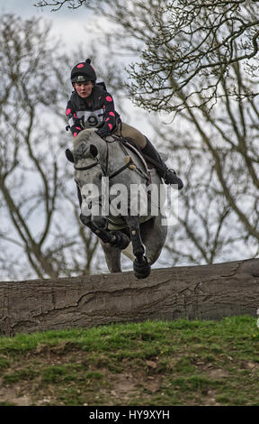 Stanford, UK. 2. April 2017. Schöner Tag für Jung und alt während eines Tages treffen, die Hunter Routen statt in das Gelände eines Englands älteste Haus und Garten. Bildnachweis: Clifford Norton/Alamy Live-Nachrichten Stockfoto