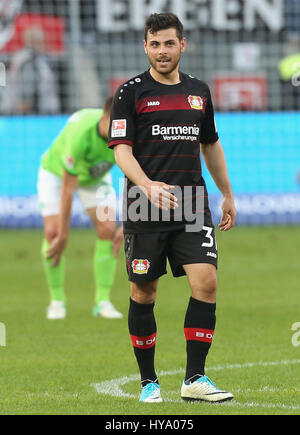 Leverkusen, Germany2nd April 2017, Bundesliga, Spieltag 2, Bayer 04 Leverkusen Vs VfL Wolfsburg: Kevin Volland (B04). Bildnachweis: Jürgen Schwarz/Alamy Live-Nachrichten Stockfoto