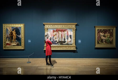 London, UK. 3. April 2017. Tate Britain öffnet sich zuerst immer Ausstellung Queer britische Kunst gewidmet. Queer British Art 1861-1967 markiert den 50. Jahrestag der teilweise Entkriminalisierung der männlichen Homosexualität in England und Wales Credit: Guy Corbishley/Alamy Live News Stockfoto