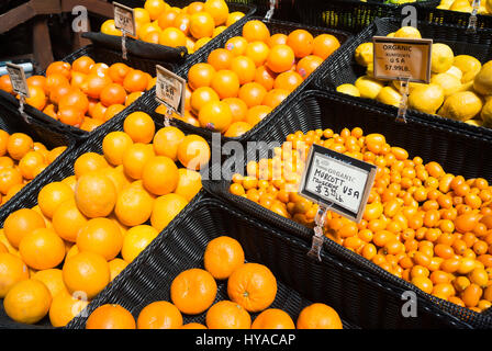 Zitrusfrüchte auf dem Display für Kauf Stockfoto