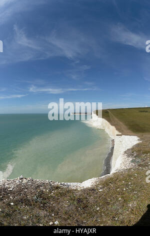 England, East Sussex, Blick entlang der sieben Schwestern an Flagstaff Punkt in der Nähe von Crowlink. Stockfoto