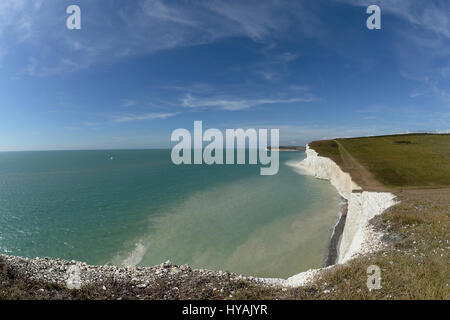 England, East Sussex, Blick entlang der sieben Schwestern an Flagstaff Punkt in der Nähe von Crowlink. Stockfoto