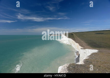 England, East Sussex, Blick entlang der sieben Schwestern an Flagstaff Punkt in der Nähe von Crowlink. Stockfoto