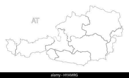 Österreich Umriss Silhouette Karte Abbildung mit Bundesländern Stock Vektor