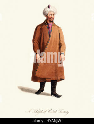 Vintage Farbe Gravur von 1819 zeigt eine usbekische Zahnstein Stockfoto