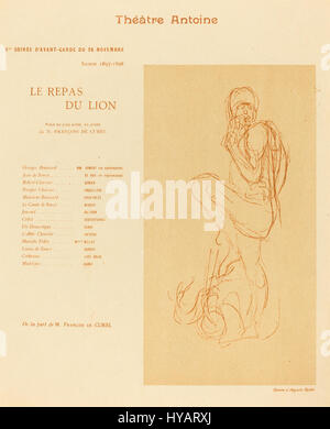 Auguste Rodins „Le Repas du Lion 2“ („die Mahlzeit des Löwen 2“) fängt den intensiven Moment ein, in dem ein Löwe seine Beute verschlingt. Die Skulptur betont die rohe Kraft und Wildheit des Tieres, wobei Rodins charakteristischer Schwerpunkt auf dynamischen Bewegungen und muskulösen Formen liegt. Das Stück vermittelt sowohl Stärke als auch die brutale Realität der Natur. Stockfoto