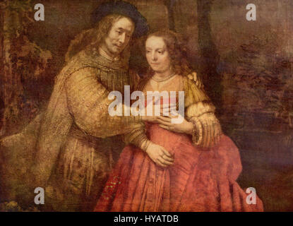 Dieser Titel bezieht sich wahrscheinlich auf ein Werk von Rembrandt Harmensz. Van Rijn, einer der größten niederländischen Maler. Rembrandts Werke, die für seinen meisterhaften Umgang mit Licht und Schatten bekannt sind, beschäftigten sich oft mit tiefen emotionalen Themen und menschlicher Psychologie. Das fragliche Stück ist wahrscheinlich ein Porträt oder eine biblische Szene, die für seinen emotionalen und realistischen Stil charakteristisch ist und sein künstlerisches Genie bei der Erfassung der menschlichen Erfahrung zeigt. Stockfoto