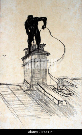 „Der schwarze Feger“ ist ein deutscher Begriff, der „der schwarze Kehrer“ bedeutet. Dieser Titel bezieht sich wahrscheinlich auf ein Werk, das sich mit Themen der Arbeit und Rasse befasst und möglicherweise das Leben und die Kämpfe eines schwarzen Dieners oder Arbeiters darstellt und soziale Fragen dieser Zeit reflektiert. Stockfoto