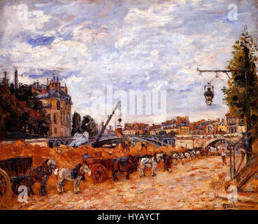 „Pont Marie Quai Sully“ von Armand Guillaumin zeigt einen Blick auf Paris und fängt die berühmten Pont Marie und Quai Sully ein. Das Stück spiegelt den lebendigen, impressionistischen Stil des späten 19. Jahrhunderts wider, der durch kräftige Farben und dynamische Lichteffekte gekennzeichnet ist. Stockfoto
