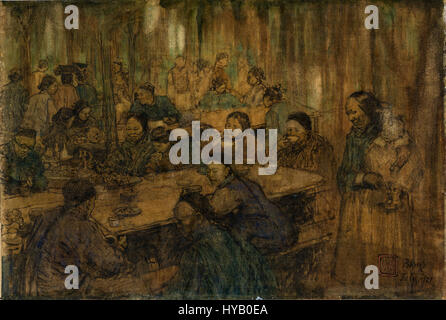 "Outdoor Restaurant, Peking" von Charles W. Bartlett, 1921, Aquarell Stockfoto