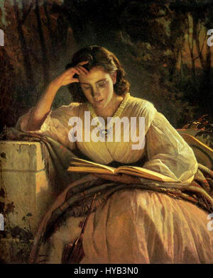 Ivan Kramskoy Reading Frau (Porträt der Frau des Künstlers) Stockfoto