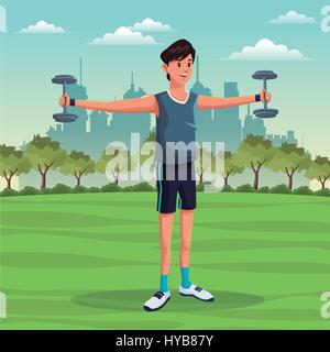 Sport Mann Lifestyle Park Stadt Hintergrund Stock Vektor
